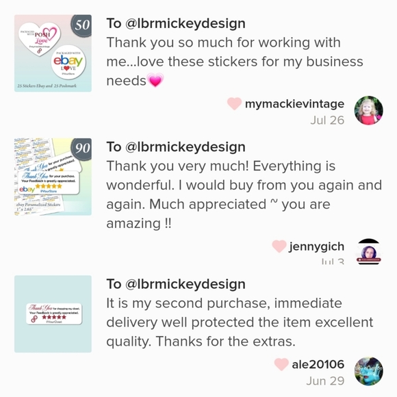 ♥️ 5x25 / 60 Thank You Stickers - Picture 3 of 3